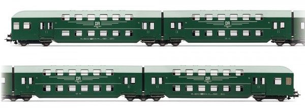 H0 D DR Doppelstockeinheit 4fach, 4A, Ep.IV, grün, Dach grau, L= 845mm, etc.................................
