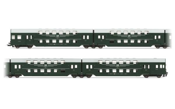 H0 D DR Doppelstockeinheit 4teilig, mit Steuerteil, gerade, 4A, Ep.IV, grün- grau, etc......................................