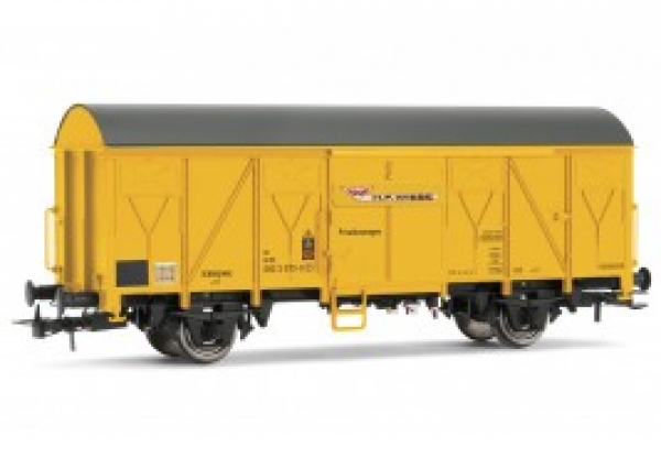 H0 D PRI Güterwagen ged.,  2A,  Ep.V,  gelb, " Wiebke Bauzug "