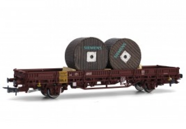 H0 D DB Flachwagen bel. U- x, 2A, Ep.IV, L= 161mm,  braun, " Kabeltrommel Siemens "