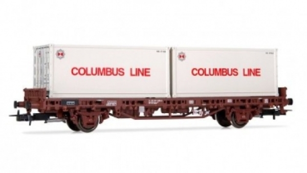 H0 D DB Flachwagen Kglps, bel., 2A, Ep.IV, L= 161mm, " CoLumbus Line "