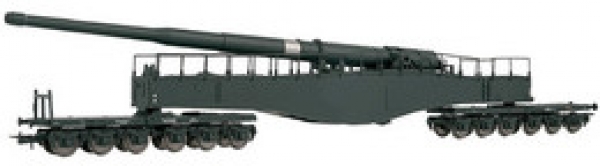 H0 D DR Eisenbahngeschütz K5, 12A, Ep.II, L= 357mm, schwarz grau, " Leopold "