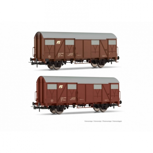 H0 I FS Güterwagen Set 2x, ged., Gs, 2A, Ep.IV- V, braun, " a losanga " etc.......................