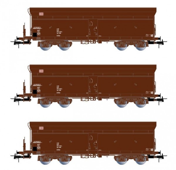 H0 D DB Selbstentladewagen Set 3x, Fals 164,  L=465mm, 4A, Ep.V, braun,  etc..................