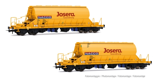 H0 PRI Schwenkdachwagen Set 2x, Taoos, L=362mm, R=357mm, 4A, Ep.VI, gelb, " Josera ",  etc...................