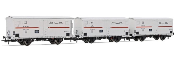 H0 I FS Kühlwagen Set 3x, Hgb, 2A, Ep.III, weiß, ohne Bremserhaus 2x, roter Streifen, etc............................................