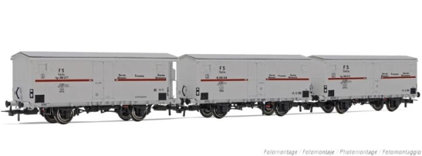 H0 I FS Kühlwagen Set 3x, roter Streifen, 2A, Ep.III, etc...............................