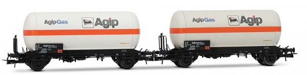 H0 I FS Gaskesselwagen Set 2x, Zgs, mit Bremserbühne, 2A, Ep.IV, L= 242mm, R= 357mm, " Agipgas ", etc..................