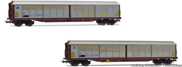 H0 I FS Schiebewandwagen Habils, Set 2x, 4A, Ep,V, R= 357mm, L= 468mm, silber- braun, etc.................................